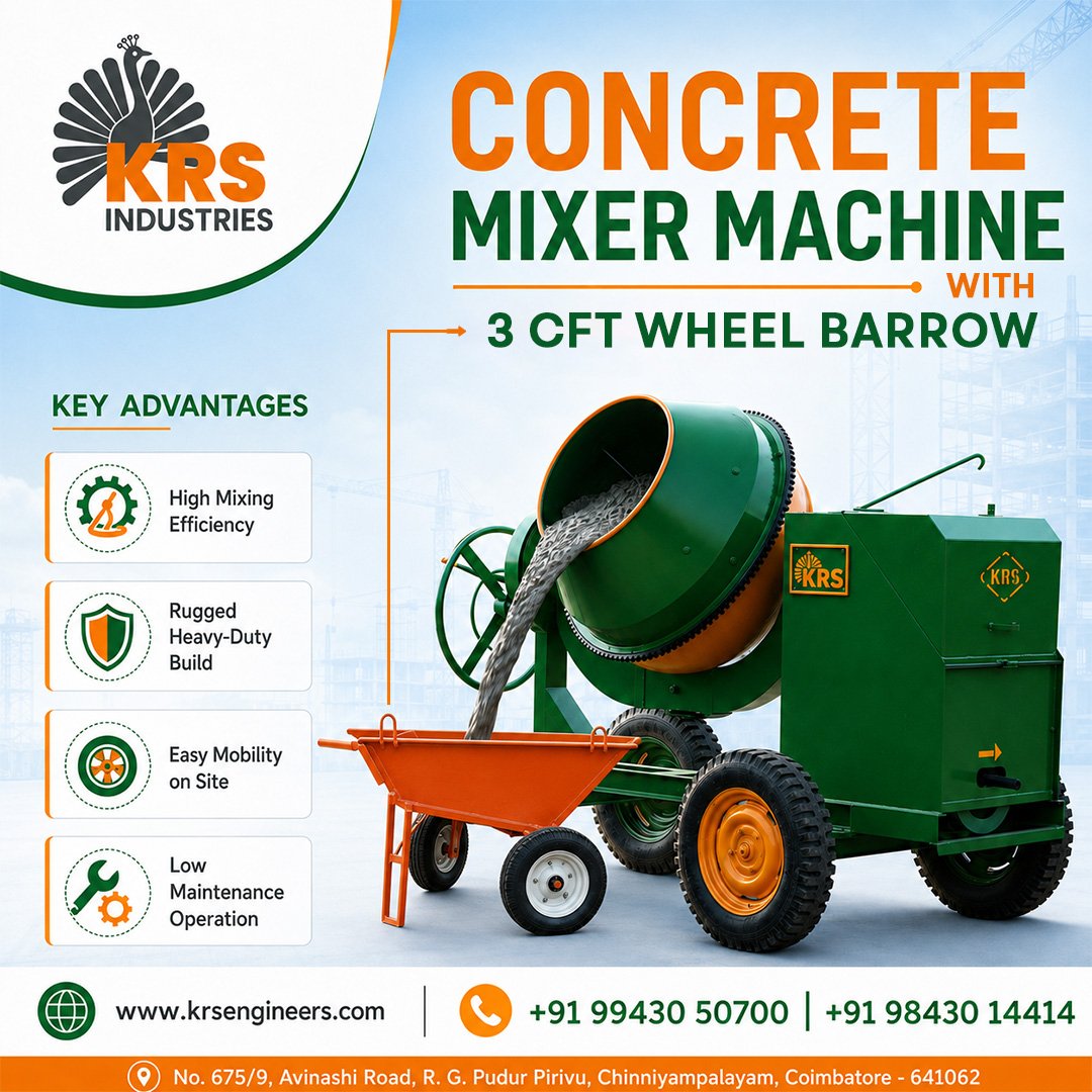 1 Bag Diesel Concrete Mixer Machine Manufacturers in Tamil Nadu